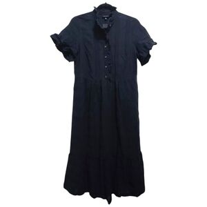 WHO WHAT‎ WEAR bohemian short sleeve black maxi dress Sz XS
